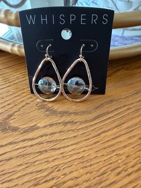Gold Teardrop Earrings with Crystal Beads